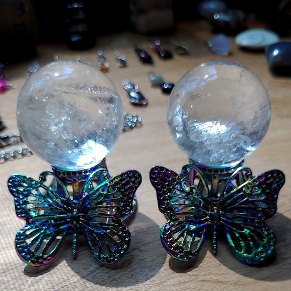 Other - Price Is For One Iridescent Butterfly Crystal Ball Holders With Spheres
